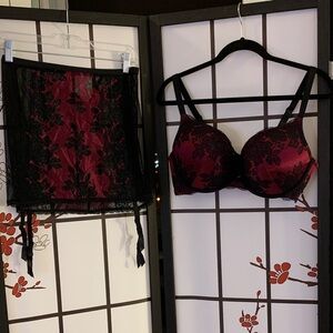 Black and pink Lace Bra Set